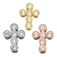 Cubic Zirconia Micro Pave Brass Beads, Cross, plated, micro pave cubic zirconia Approx 0.8mm 