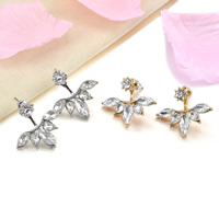 Zinc Alloy Split Earring, stainless steel post pin, plated, detachable & faceted & with rhinestone lead & cadmium free 