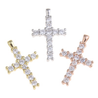 Cubic Zirconia Micro Pave Brass Pendant, Cross, plated, micro pave cubic zirconia nickel, lead & cadmium free Approx 