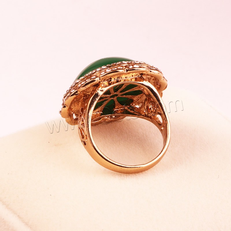 Resin Zinc Alloy Finger Ring, with Resin, gold color plated, different size for choice & for woman & with rhinestone, more colors for choice, Sold By PC