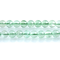 grüner Fluorit Perle, rund, natürlich, verschiedene Größen vorhanden, Bohrung:ca. 0.5-1mm, Länge:ca. 15 ZollInch, verkauft von Strang