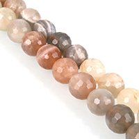 Natural Moonstone Beads, Round & faceted, Grade A Approx 15 Inch 