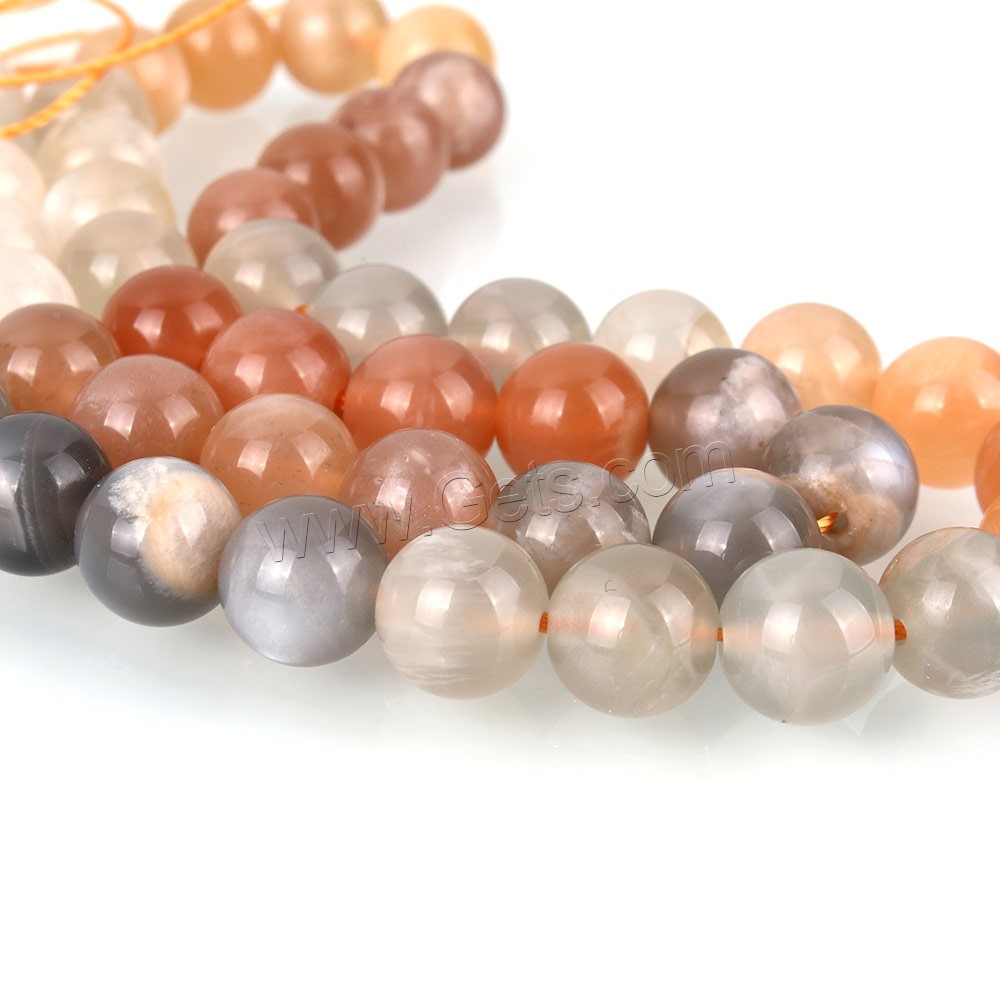 Perles Pierre de lune, Rond, normes différentes pour le choix, grade A, Longueur:Environ 15.5 pouce, Vendu par brin