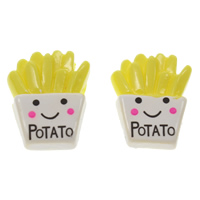 Food Resin Cabochon, French Fries, with letter pattern & flat back 