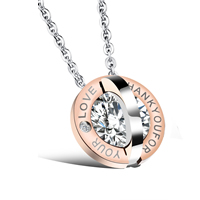 Cubic Zirconia Stainless Steel Necklace, plated, oval chain & with letter pattern & with cubic zirconia, 14mm Approx 17.7 Inch 