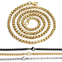 Halskette, Edelstahl, plattiert, unisex & Kastenkette, keine, 4mm, Länge:ca. 23.5 ZollInch, verkauft von Strang