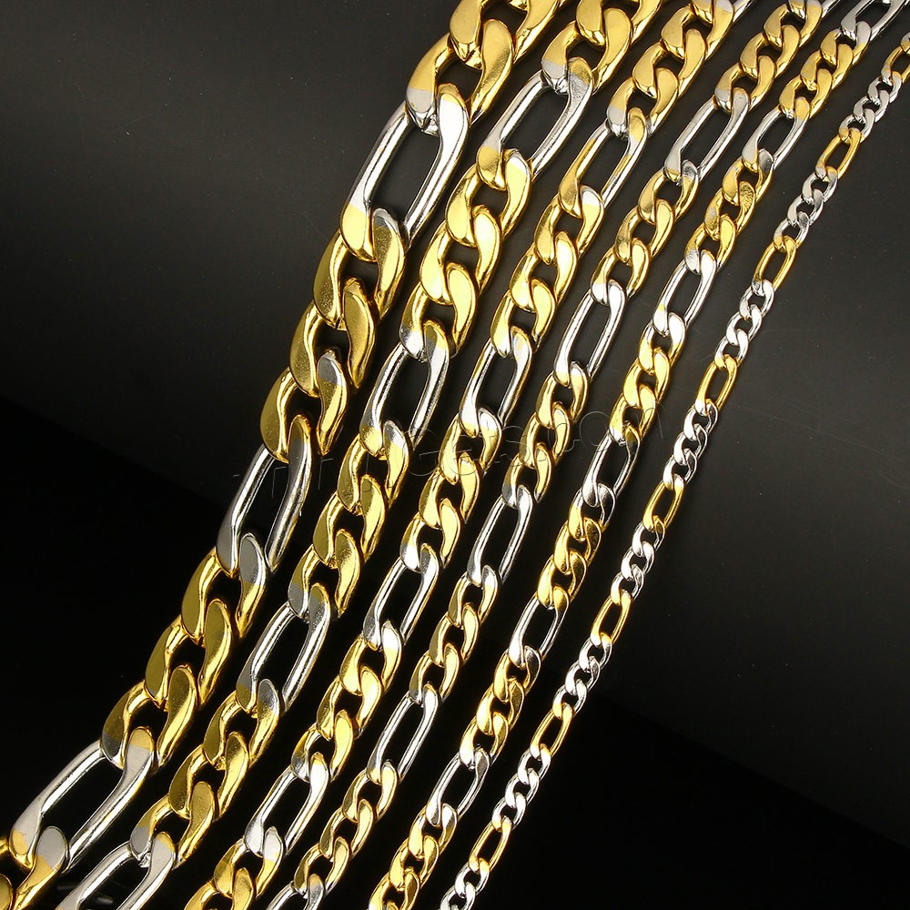 Perfeccionar sistemas de la joyería de acero inoxidable, pulsera & collar, chapado, diverso tamaño para la opción & cadena Figaro & 2-tono, longitud:aproximado 24 Inch, aproximado 8 Inch, Vendido por Set