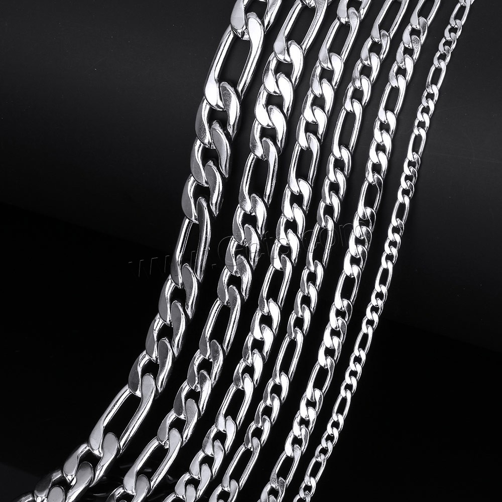 Perfeccionar sistemas de la joyería de acero inoxidable, pulsera & collar, diverso tamaño para la opción & cadena Figaro, color original, longitud:aproximado 24 Inch, aproximado 8 Inch, Vendido por Set