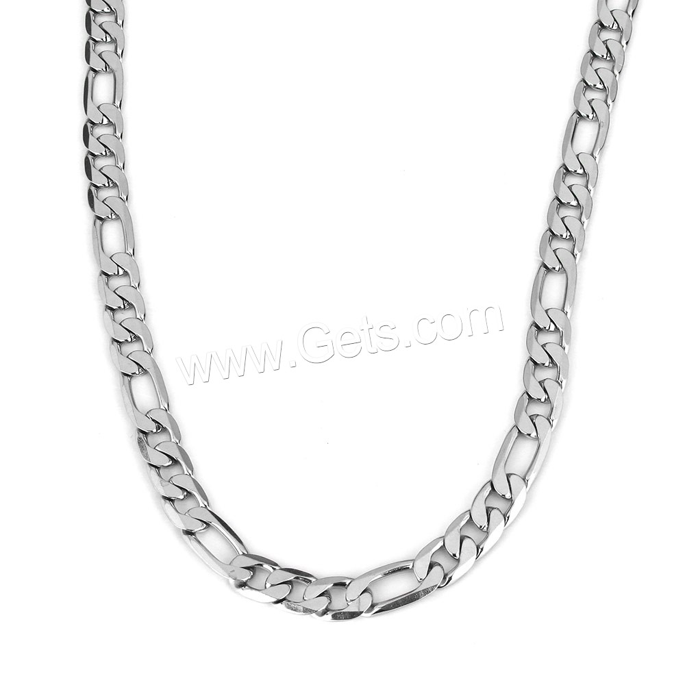 Refine Stainless Steel Jewelry Sets, bracelet & necklace, different size for choice & figaro chain, original color, Length:Approx 24 Inch, Approx 8 Inch, Sold By Set
