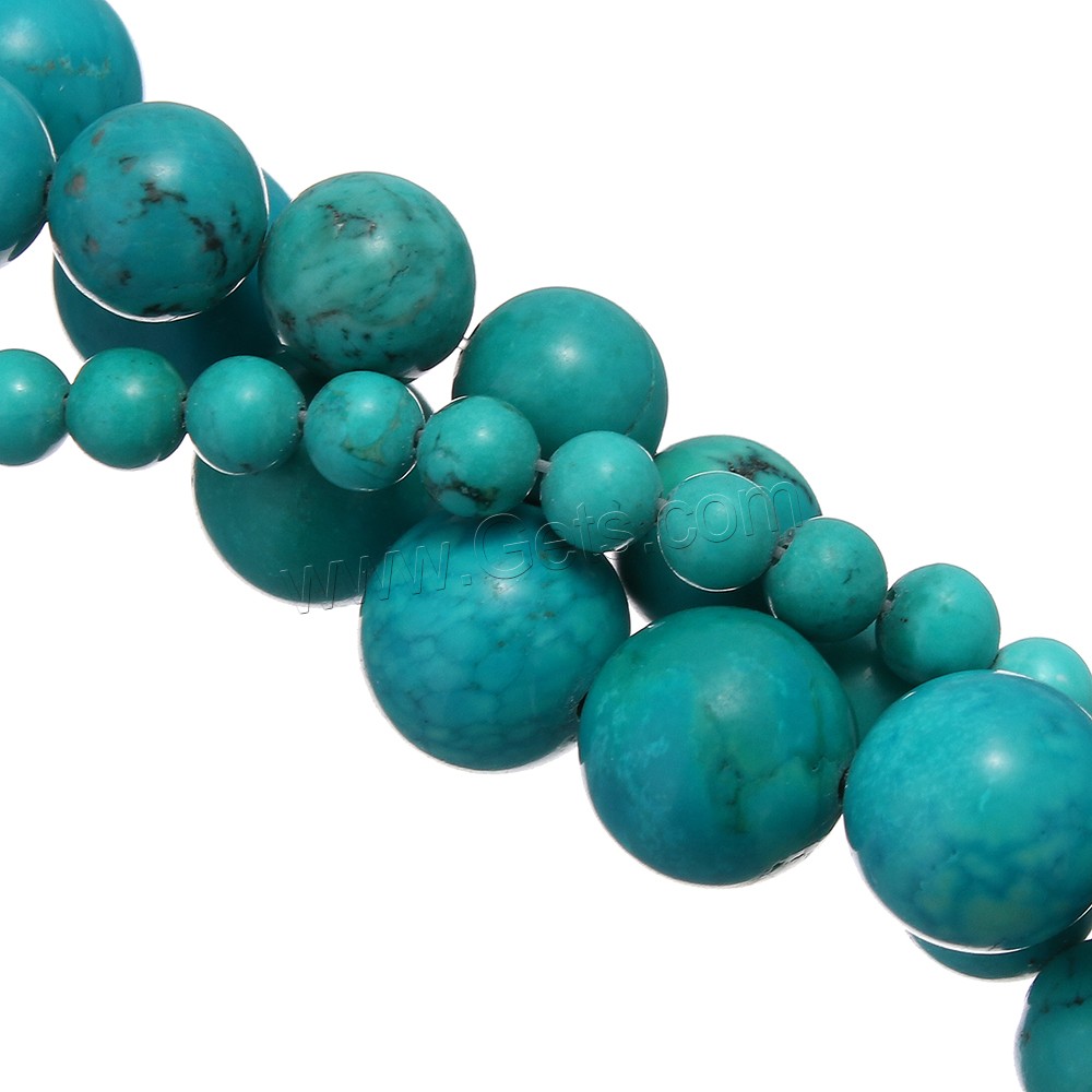 Perles naturelles Sinkiang Turquoise, Turquoise de Sinkiang, Rond, multiple tailles pour le choix, bleu, Trou:Environ 1-1.5mm, Longueur:Environ 15 pouce, Vendu par brin