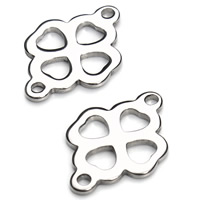 Stainless Steel Charm Connector, Four Leaf Clover, 1/1 loop, original color Approx 1.5mm 