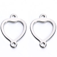 Stainless Steel Charm Connector, Heart, 1/1 loop, original color Approx 1.5mm 
