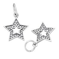 Thailand Sterling Silver Pendants, Star, micro pave cubic zirconia Approx 5mm 