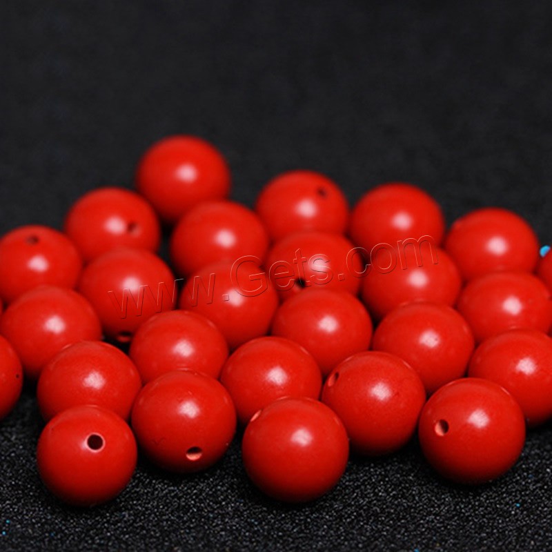Cinnabar Beads, Round, different size for choice, red, Hole:Approx 1mm, 100PCs/Bag, Sold By Bag