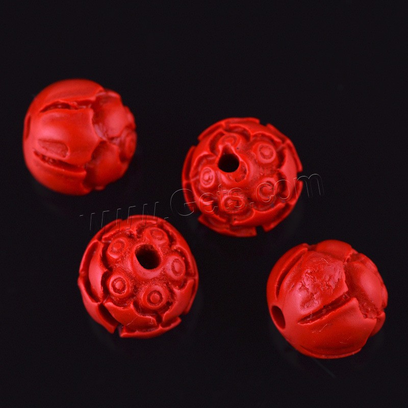 Cinnabar Beads, Lotus Seedpod, carved & different size for choice, red, Hole:Approx 1mm, Sold By PC