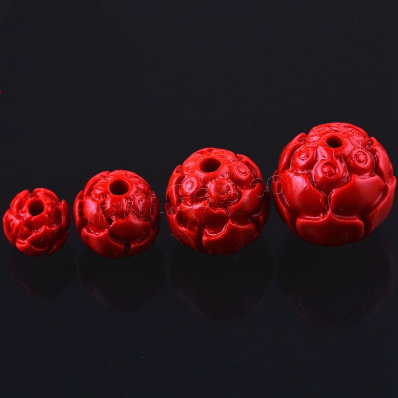 Cuenta De Cinabrio, de Lotus de Seedpod, tallado & diverso tamaño para la opción, Rojo, agujero:aproximado 1mm, Vendido por UD