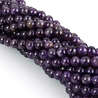 天然紫水晶のビーズ, アメジスト, ラウンド形, 2 月誕生石, 穴:約 1.5mm, 長さ:15 インチ, 売り手 ストランド