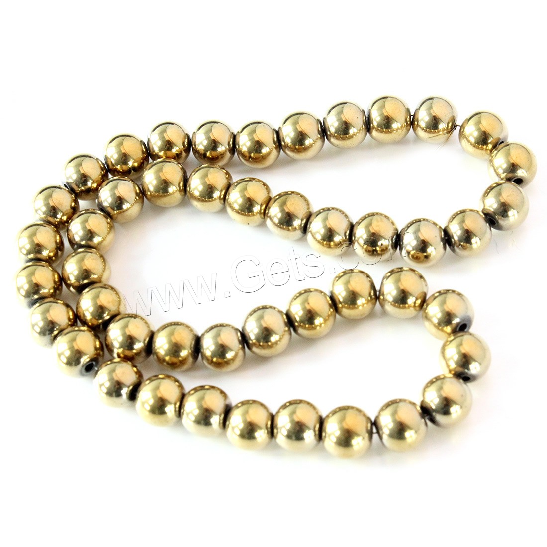 Non Magnetic Hematite Beads, Round, gold color plated, different size for choice, Hole:Approx 1mm, Length:Approx 15.5 Inch, Sold By Strand