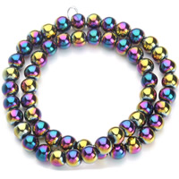 Perles hématite non-magnétique, hématite non magnétique, Rond, Placage coloré, normes différentes pour le choix Environ 1mm Environ 15.5 pouce, Vendu par brin