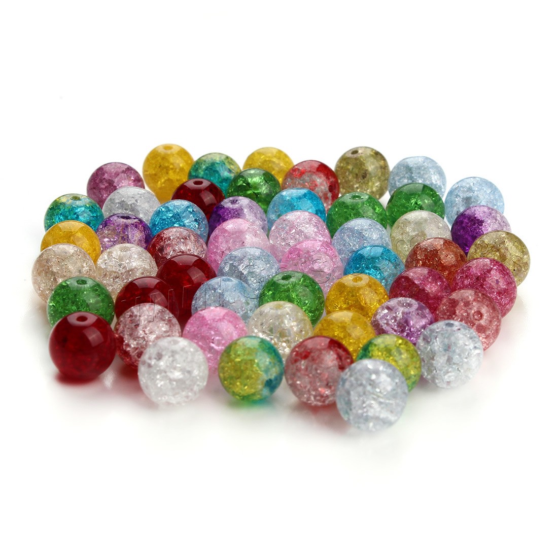 Knistern Glasperlen, Glas, rund, verschiedene Größen vorhanden, gemischte Farben, Bohrung:ca. 1mm, verkauft von Tasche