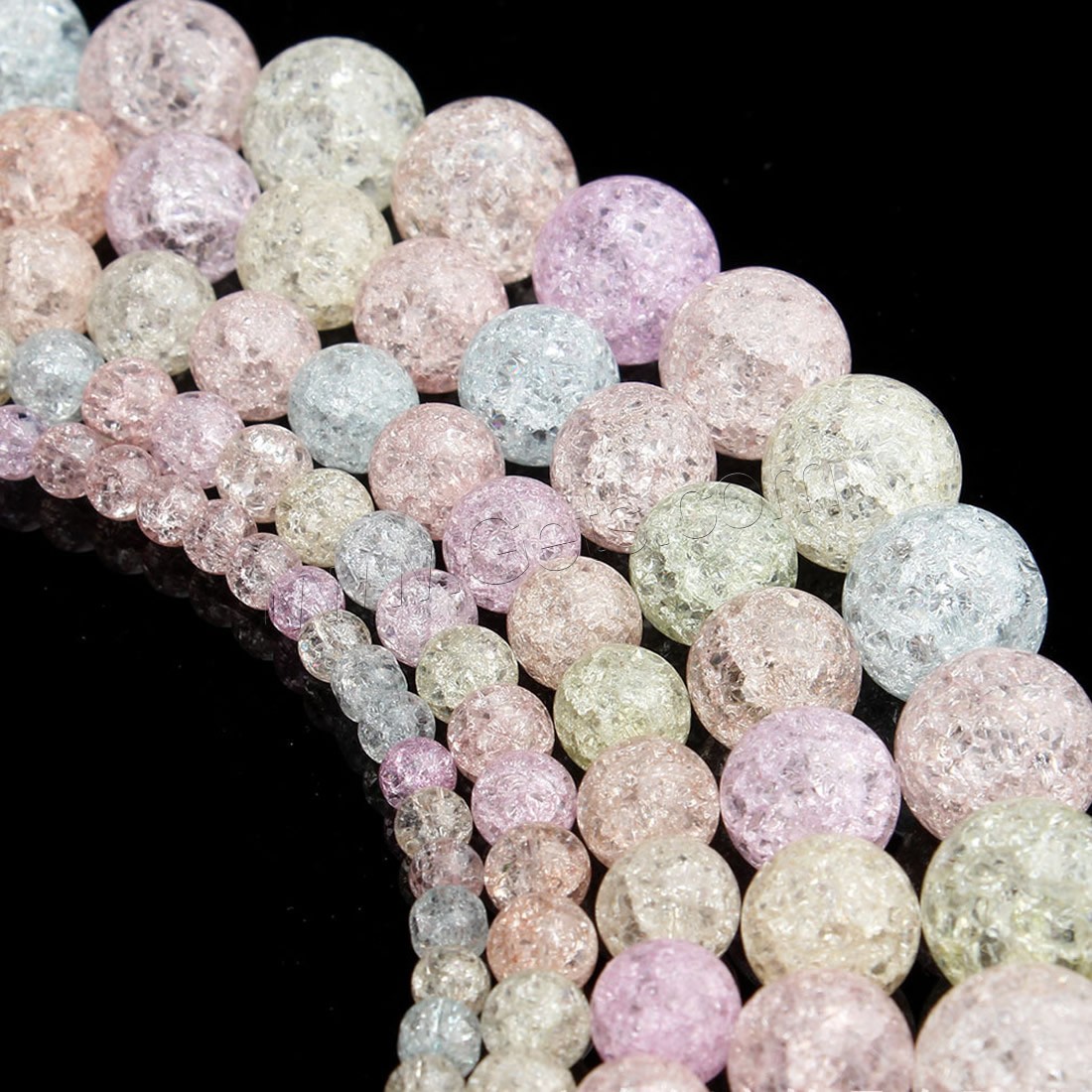 Crackle Glass Beads, Round, different size for choice, mixed colors, Hole:Approx 1mm, Sold By Strand