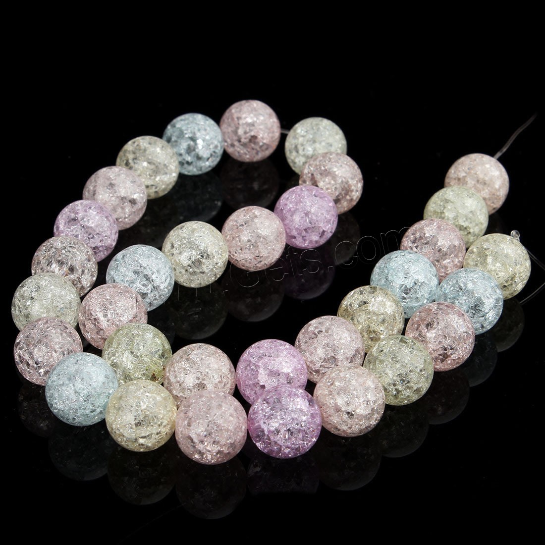 Crackle Glass Beads, Round, different size for choice, mixed colors, Hole:Approx 1mm, Sold By Strand