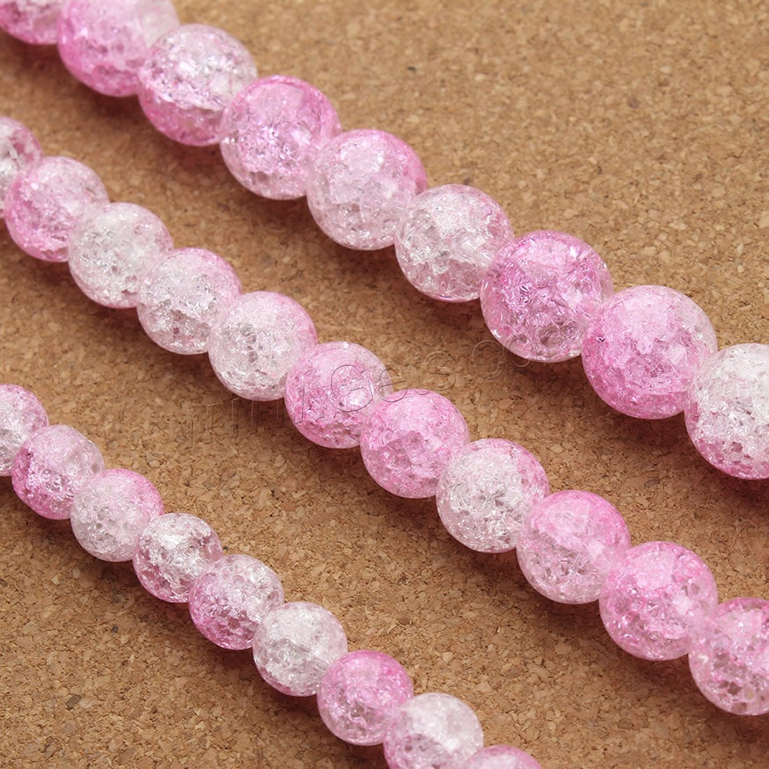 Crackle Glass Beads, Round, different size for choice, pink, Hole:Approx 1mm, Sold By Strand