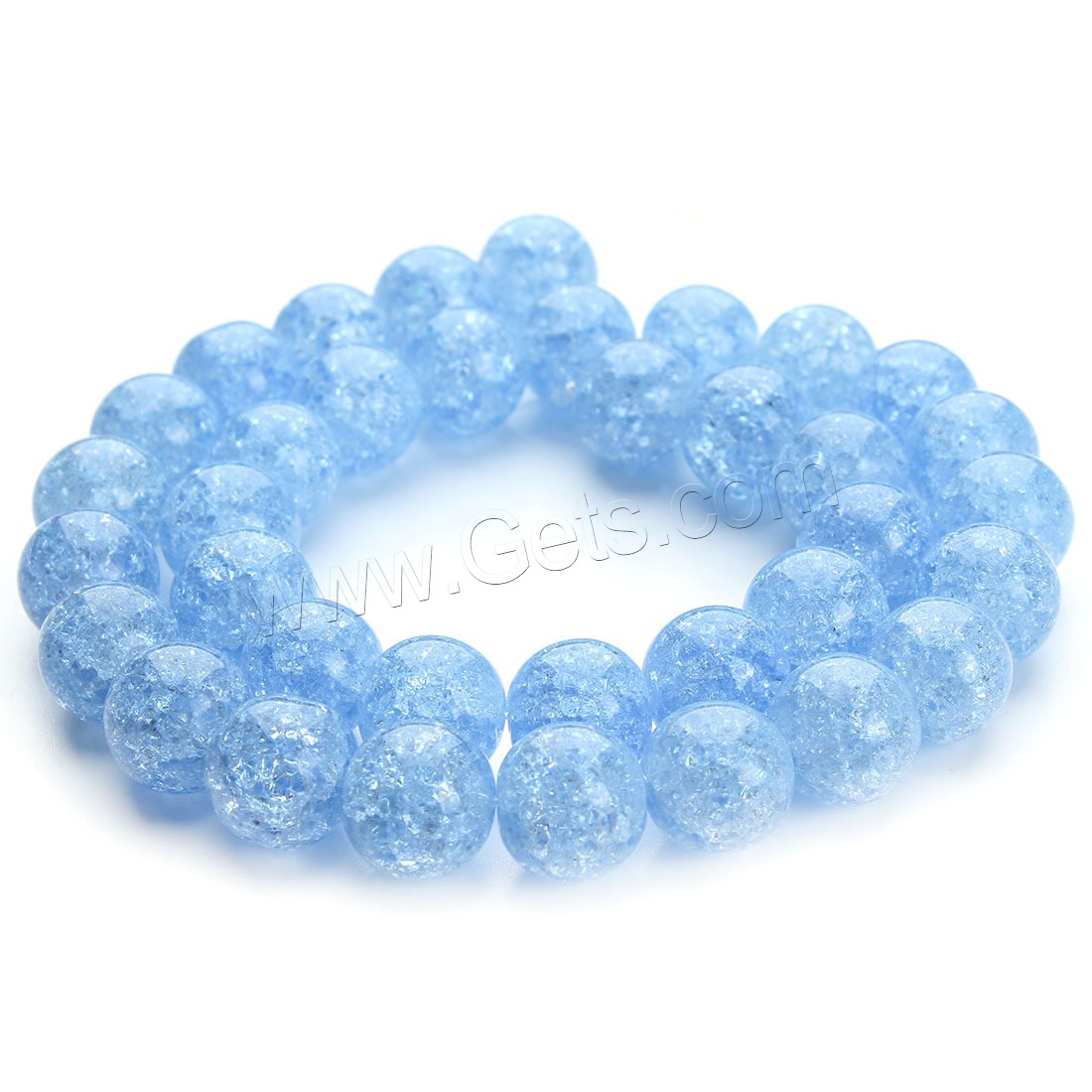 Perles en verre craquelé, Rond, normes différentes pour le choix & craquelure, bleu, Trou:Environ 1mm, Vendu par brin