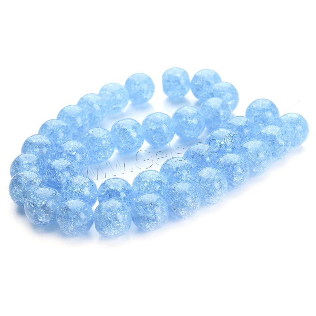Knistern Glasperlen, Glas, rund, verschiedene Größen vorhanden, blau, Bohrung:ca. 1mm, verkauft von Strang