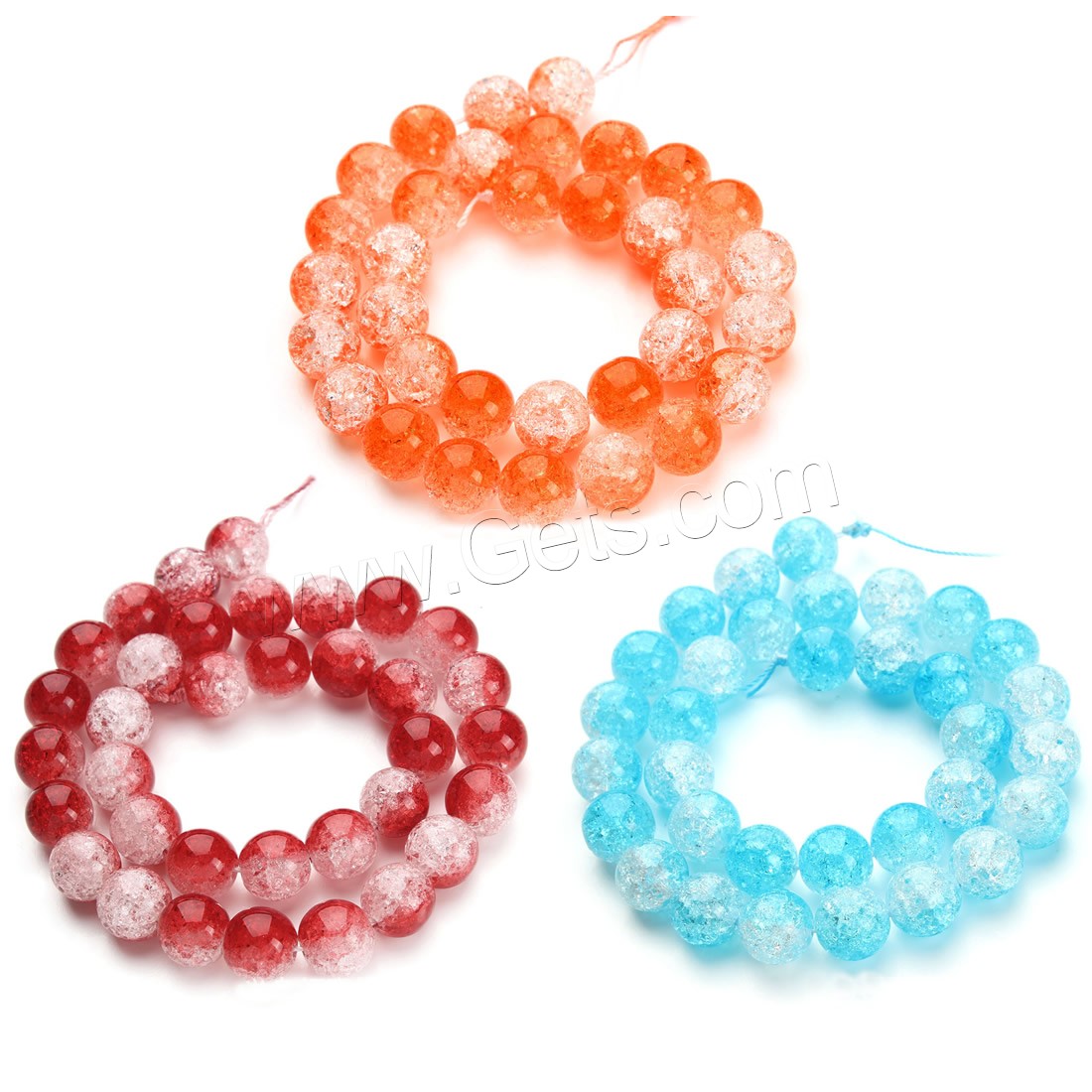 Crackle Glass Beads, Round, different size for choice & two tone, more colors for choice, Hole:Approx 1mm, Sold By Strand