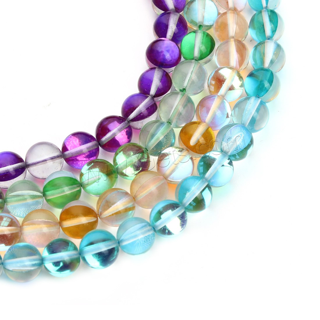 Transluzente Glasperlen, Glas, rund, transparent & verschiedene Größen vorhanden & zweifarbig, keine, Bohrung:ca. 1mm, verkauft von Strang