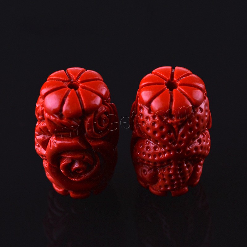 Cinnabar Beads, Flower, Carved, different size for choice, Hole:Approx 3mm, Sold By PC