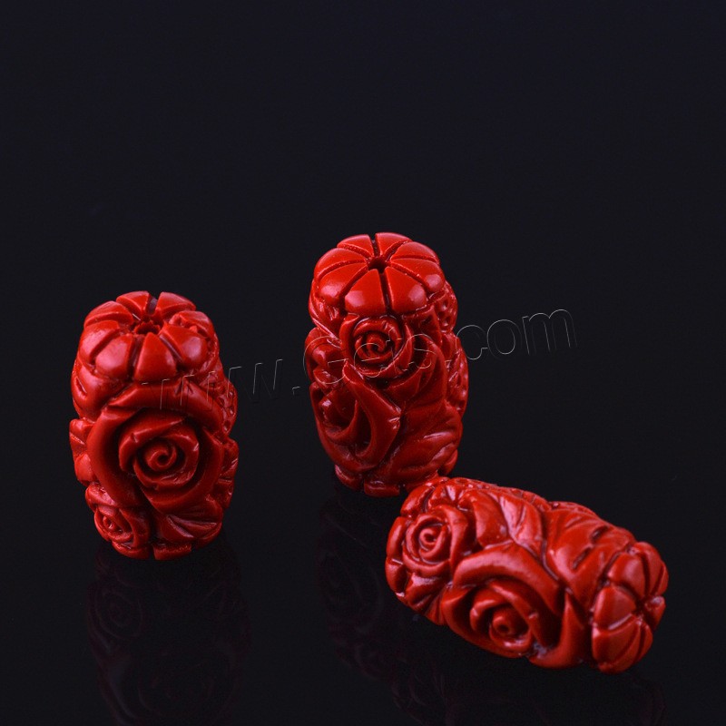 Cinnabar Beads, Flower, Carved, different size for choice, Hole:Approx 3mm, Sold By PC