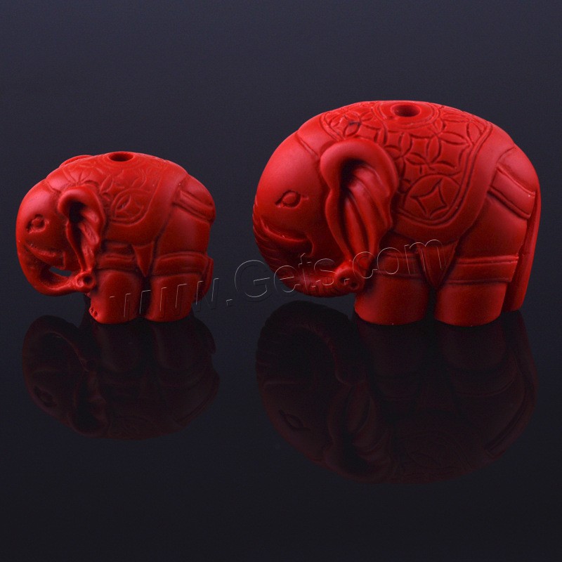 Cinnabar Beads, Elephant, Carved, different size for choice, Hole:Approx 3mm, Sold By PC