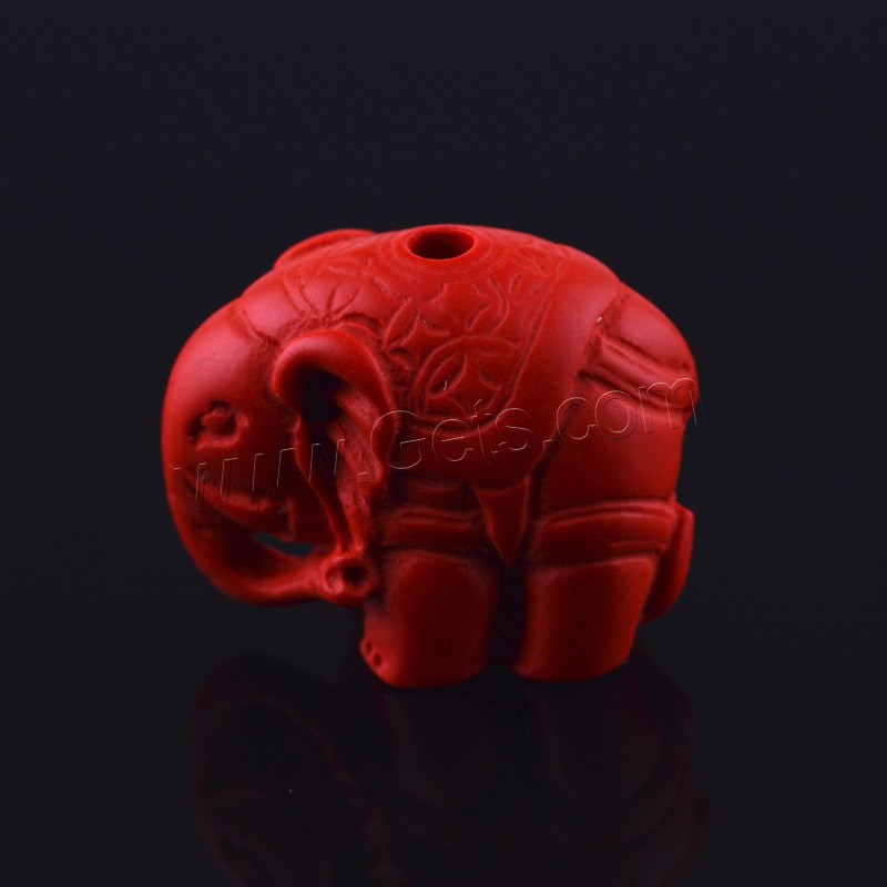 Киноварь бисер, Слон, резной, разный размер для выбора, отверстие:Приблизительно 3mm, продается PC