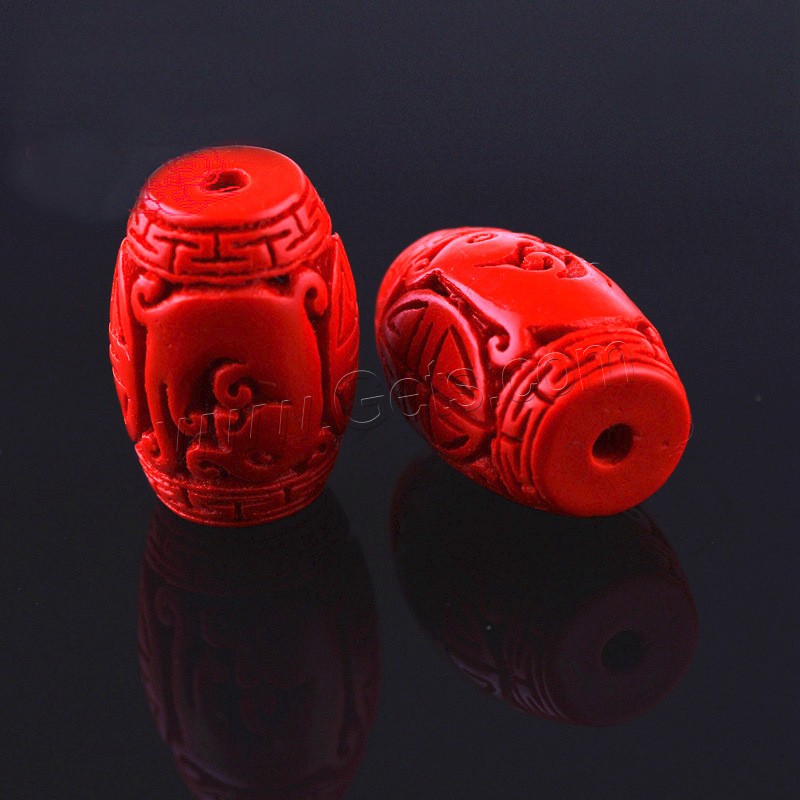 Cinnabar Beads, Drum, Carved, different size for choice, Hole:Approx 3mm, Sold By PC