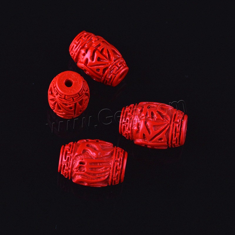 Zinnober Perlen, Cinnabaris, geschnitzt, om mani padme hum & verschiedene Größen vorhanden & gemischt, Bohrung:ca. 3mm, verkauft von PC