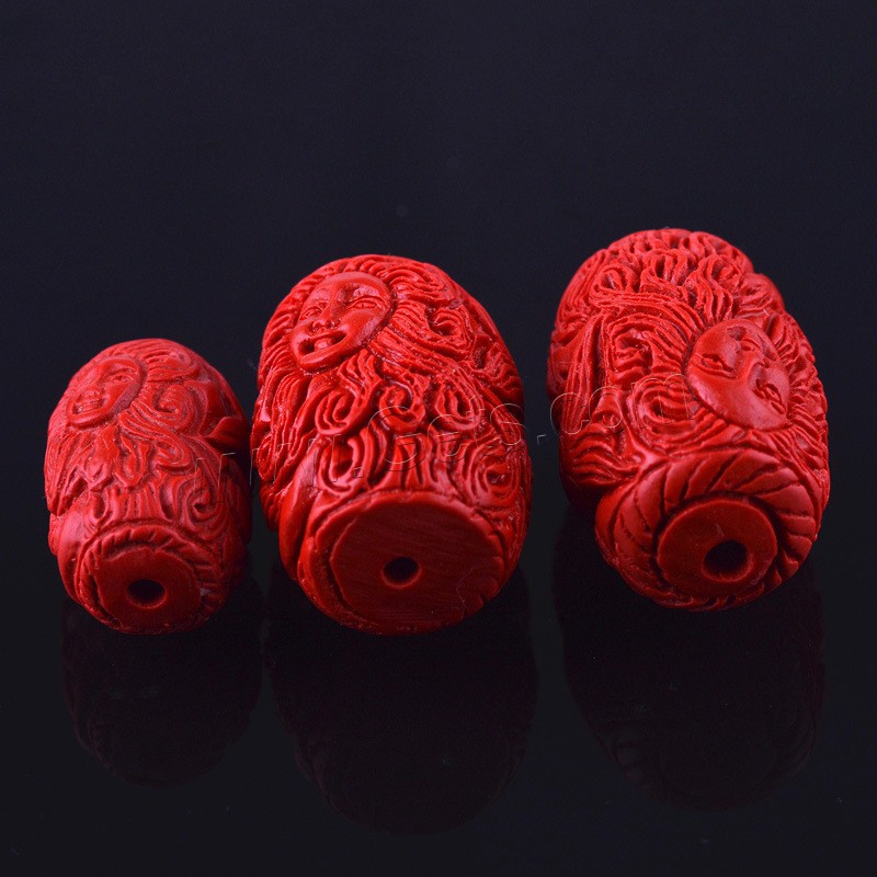 Cinnabar Beads, Drum, Carved, different size for choice, Hole:Approx 3mm, Sold By PC