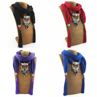 Polyester Long Pendant Scarf, with Nylon Cord & Zinc Alloy & Acrylic, plated, for woman 