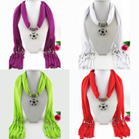 Polyester Long Pendant Scarf, with Zinc Alloy, Heart, plated, for woman & enamel & with rhinestone 