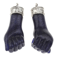 Zinc Alloy Hand Pendants, with Resin, antique silver color plated, colorful powder, lead & cadmium free Approx 2mm 
