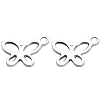 Stainless Steel Animal Pendants, Butterfly, original color Approx 2mm 