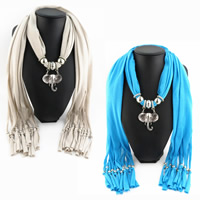 Polyester Long Pendant Scarf, with Zinc Alloy, Elephant, plated, for woman 