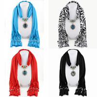 Polyester Long Pendant Scarf, with Crystal & Zinc Alloy, Flower, plated & for woman & faceted & with rhinestone 