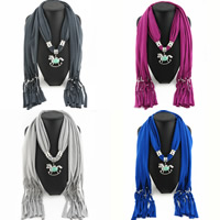 Polyester Long Pendant Scarf, with Resin & Zinc Alloy, Horse, plated, imitation turquoise & for woman & with rhinestone & hammered 