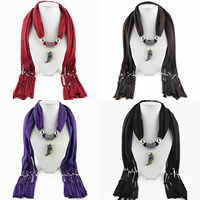 Polyester Long Pendant Scarf, with Zinc Alloy, Sword, plated, for woman & with rhinestone 