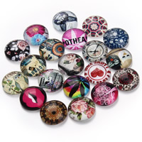 Time Gem Cabochon, Glass, Flat Round, time gem jewelry & mixed pattern & flat back & decal, 12mm 