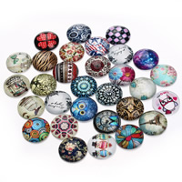 Time Gem Cabochon, Glass, Flat Round, time gem jewelry & mixed pattern & flat back & decal, 20mm 