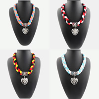 Polyester Short Pendant Scarf, with Zinc Alloy, Heart, plated, braided bracelet & for woman Approx 21.6 Inch 