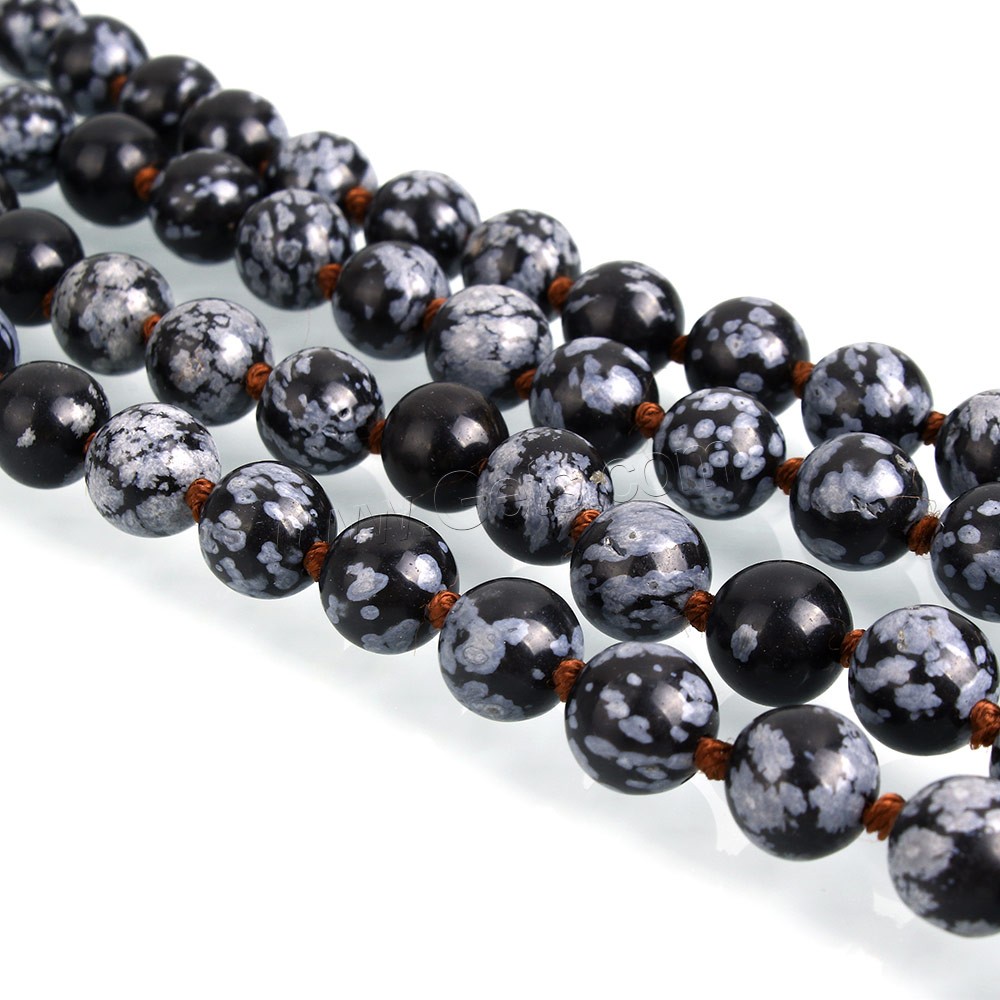 Snowflake Obsidian Bead, Round, natural, different length for choice, 8mm, Hole:Approx 1mm, Sold By Strand